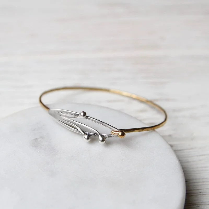 Brass Bracelet with Silver Design