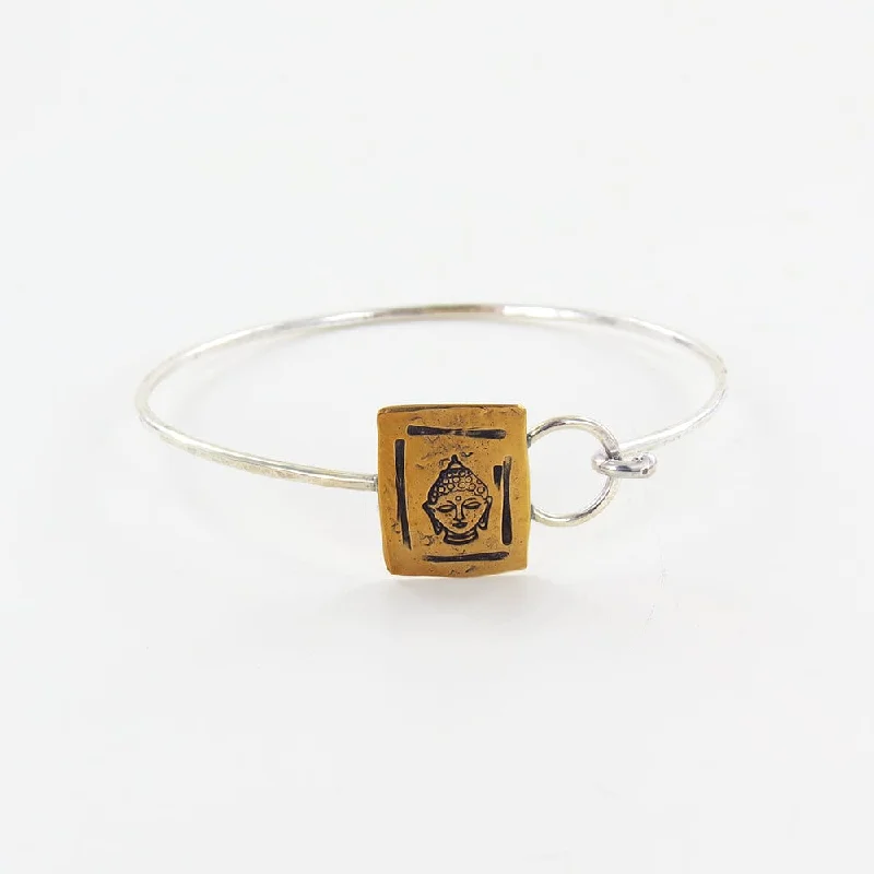 Silver Bracelet with Brass Buddha