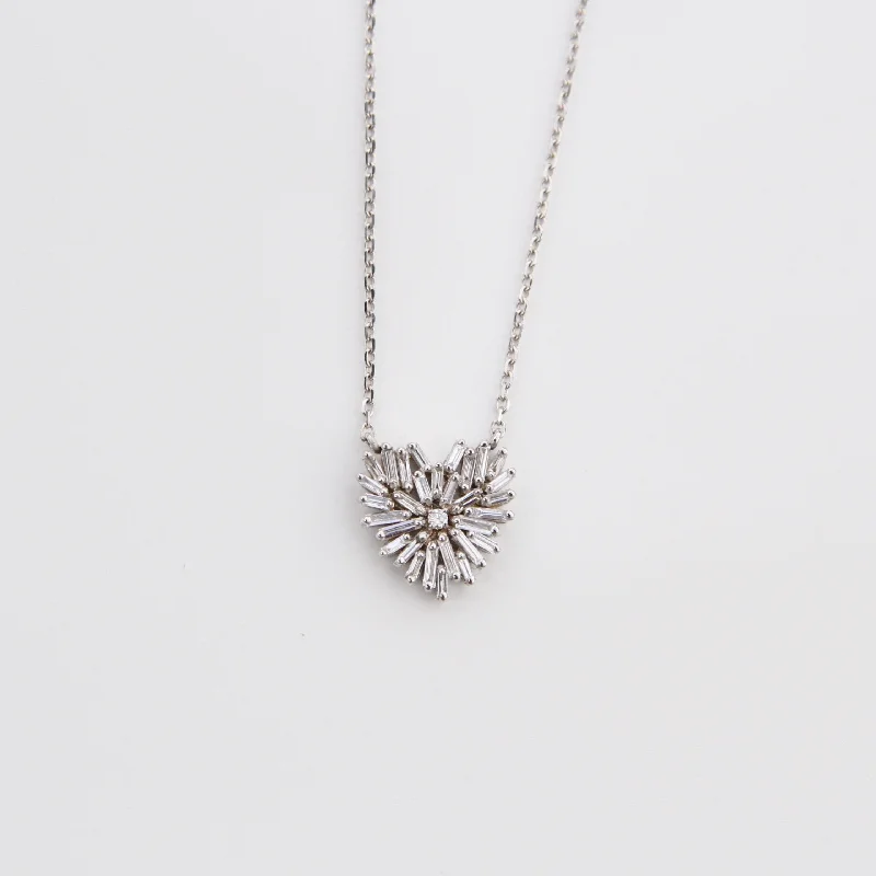 18k Fireworks Diamond Heart Necklace