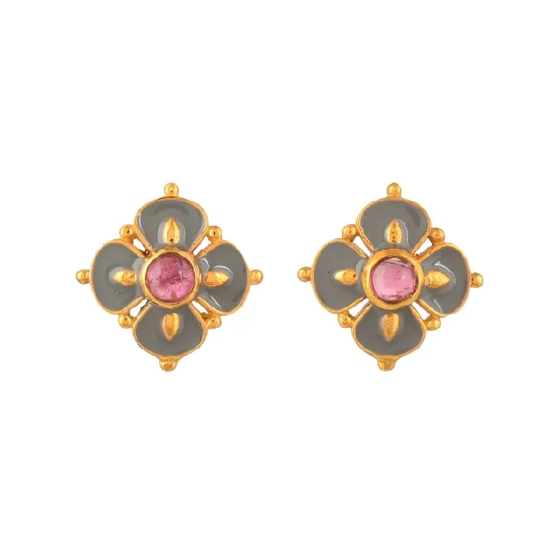 Tourmaline GoldVermeil Enamel Stud Earrings