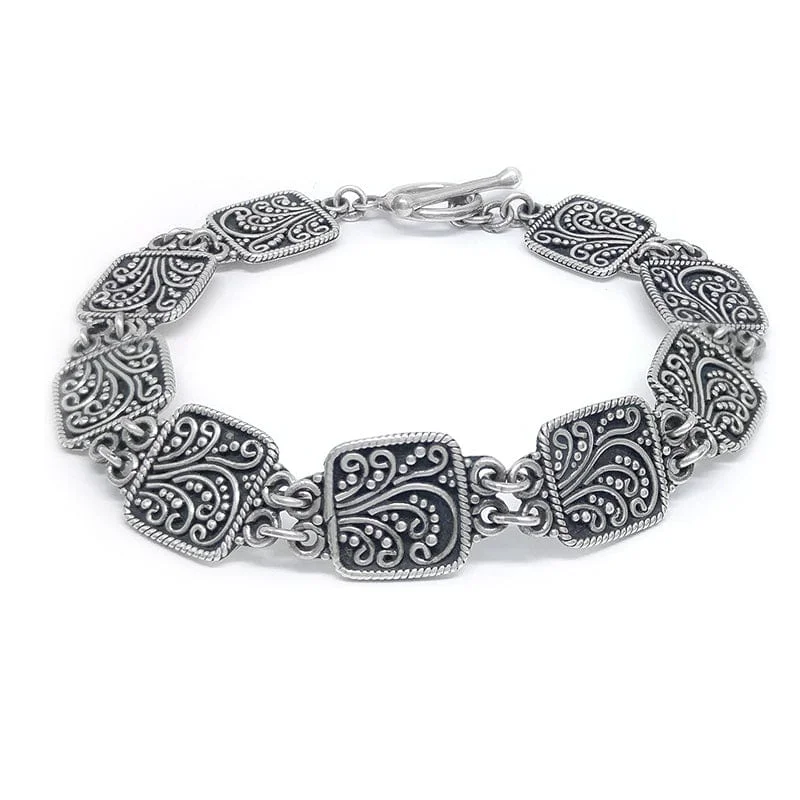 Sterling Silver Scrolling Link Bracelet