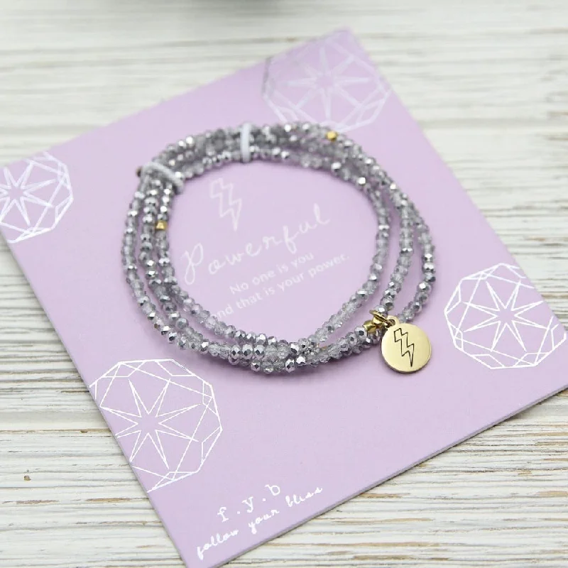 Powerful ~ Stretchy Silver Crystal Wrap Bracelet