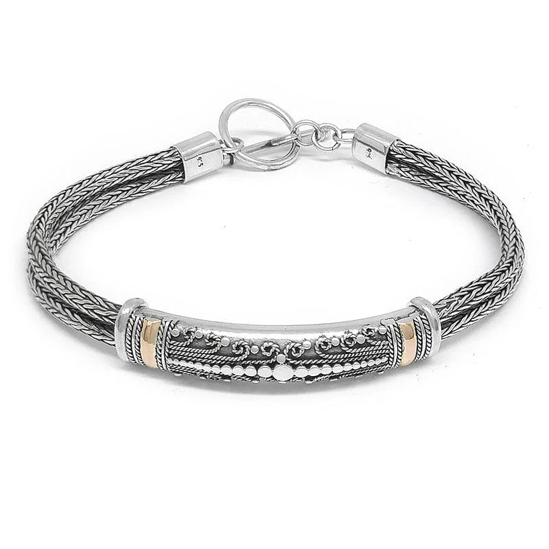 Double Sterling Silver Snake Link Bracelet