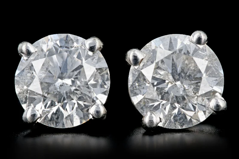 Modern 14K White Gold 2.61 CTW Diamond Studs Diamond & Gem Laboratories of America Certified