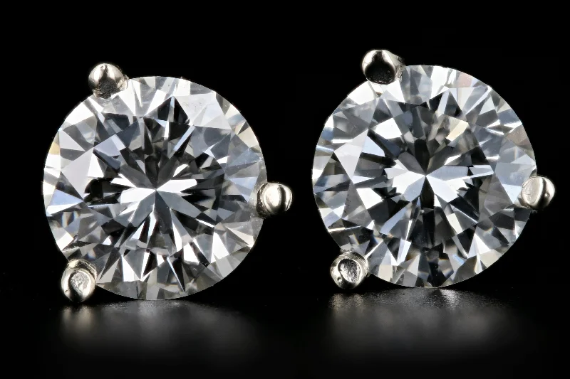 New 14K White Gold 1.24 Carat Diamond Studs GIA Certified