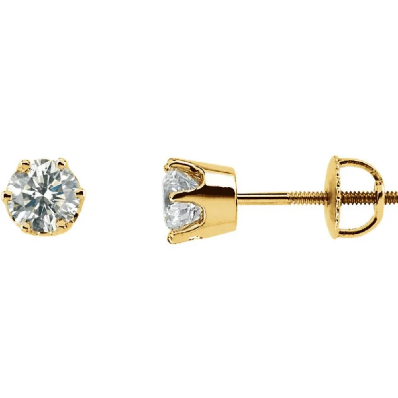 Ave 369 14k Yellow Gold Diamond Stud Earrings ( Color GH, Clarity SI2-SI3)