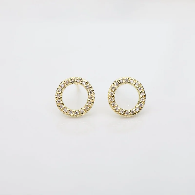 Gold Vermeil CZ Pave Cheerio Stud Earrings