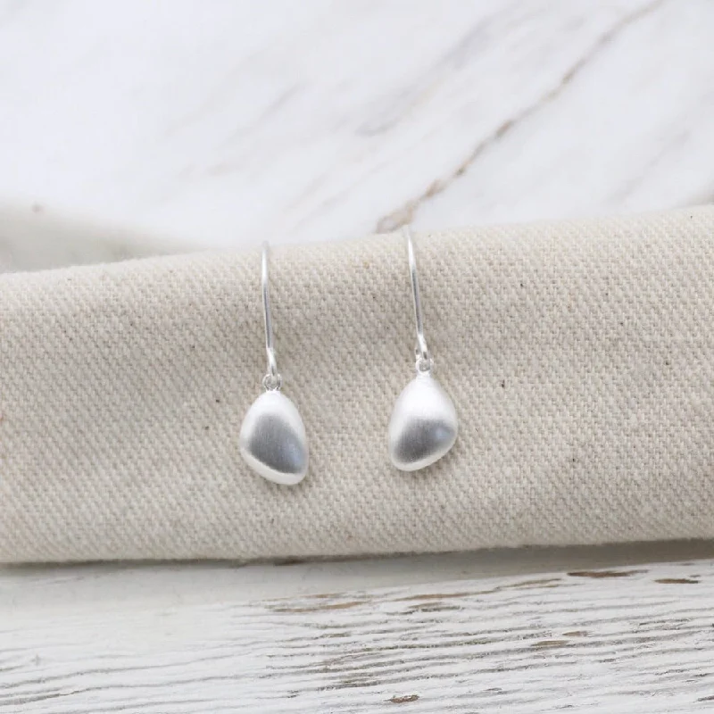 Organic Puffed Drop - Brushed Sterling Silver