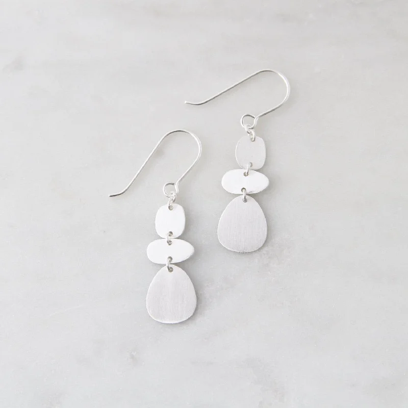 Brushed Sterling Silver Organic Shapes Drop Earring