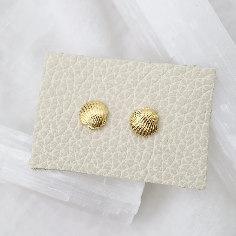 Little Shell Stud Earrings - Polished Gold Vermeil