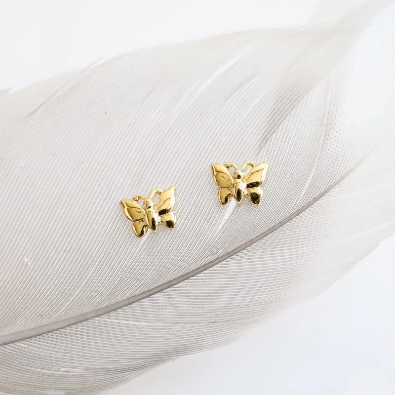 Gold Vermeil Tiny Butterfly Stud Earrings