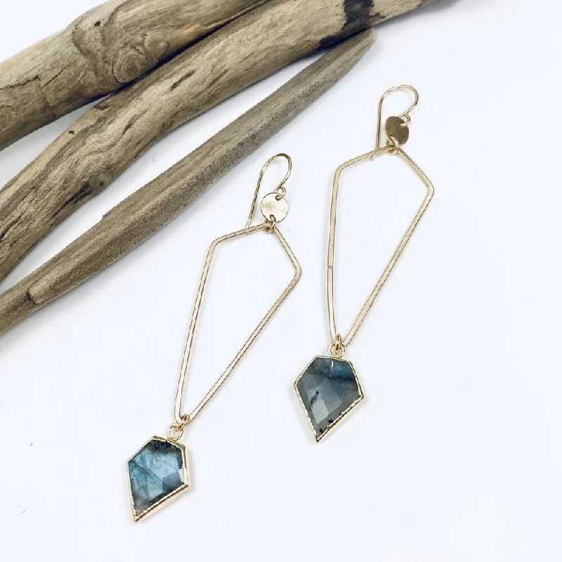 Geo Statement Labradorite Drop Earrings