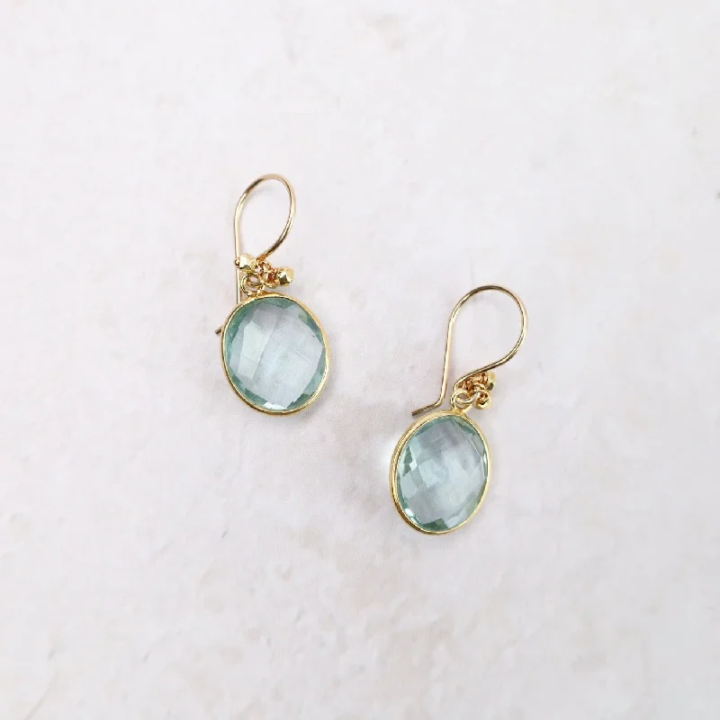 Bezel-Set Aqua Drop Earrings in 18K Gold Vermeil