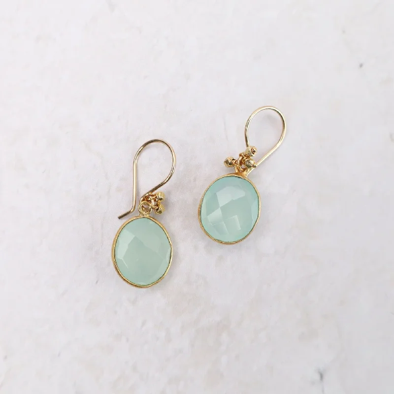 Bezel-Set Chalcedony Drop Earrings