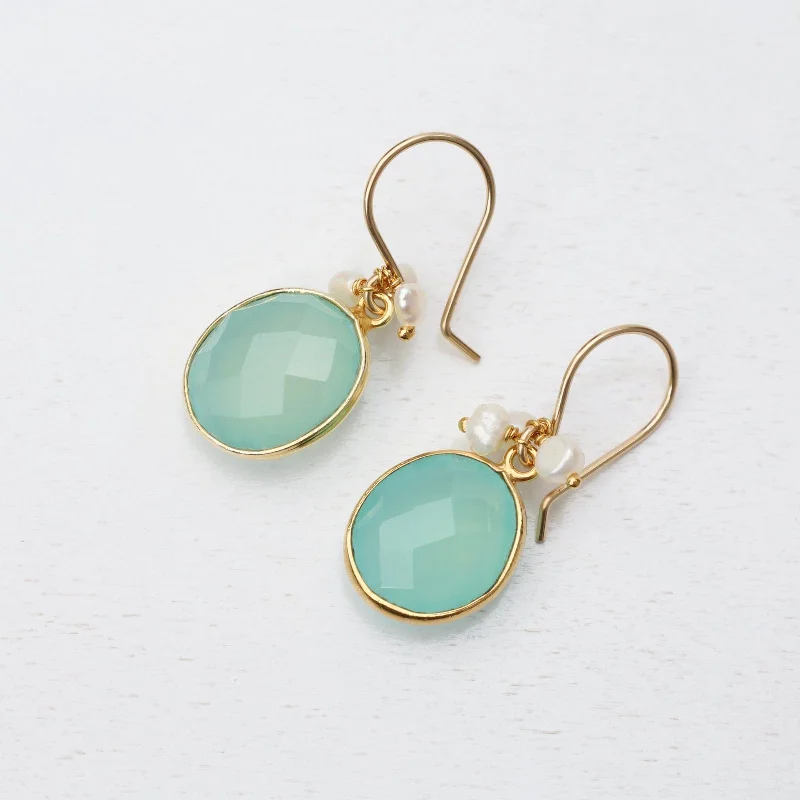 Bezel-Set Chalcedony Drop Earrings