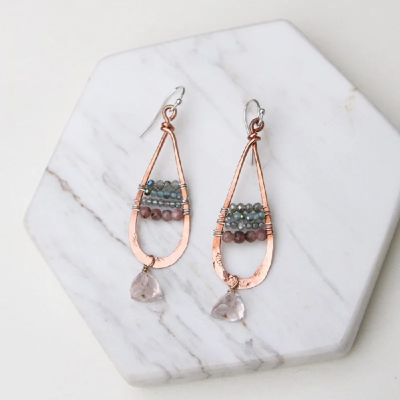 Hand Formed Copper Long Tear Drop Earring