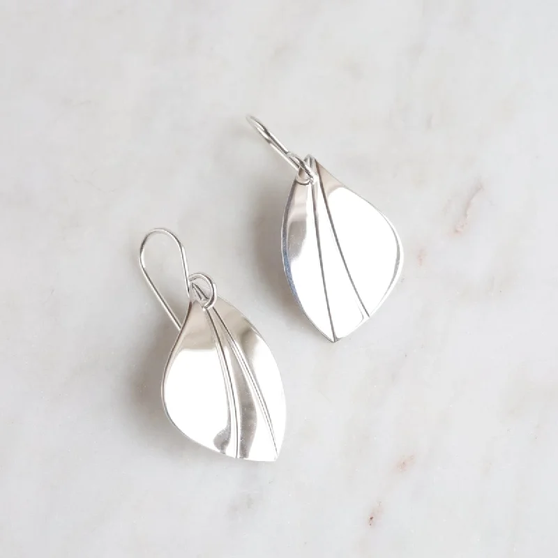 Lined Leaf Drop Earrings