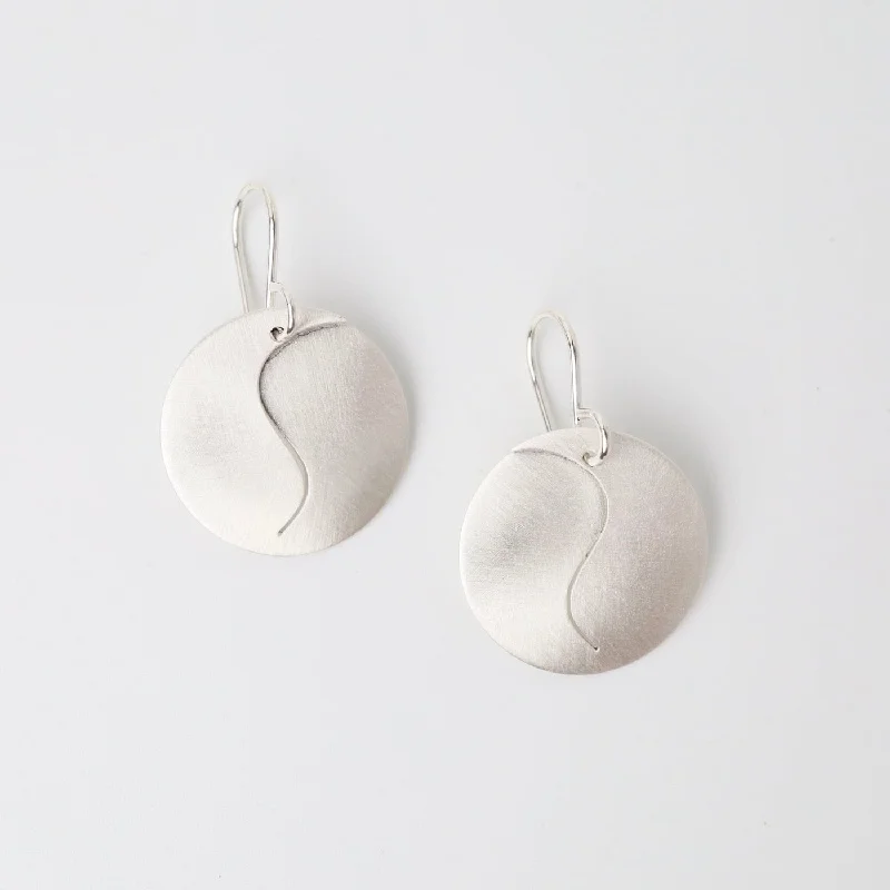 Matte Silver Swirl Drop Earring