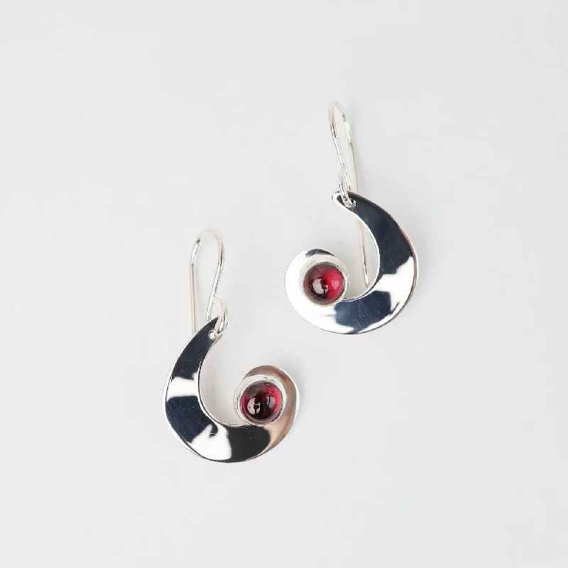 Swirl with Garnet Drop Earring