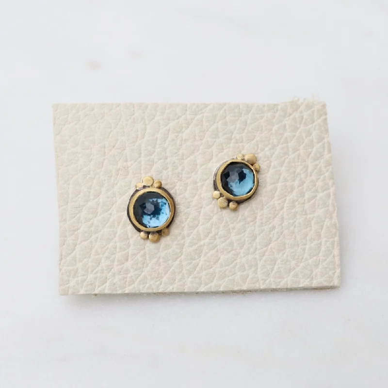 London Blue Topaz & 22k Gold Stud Earrings