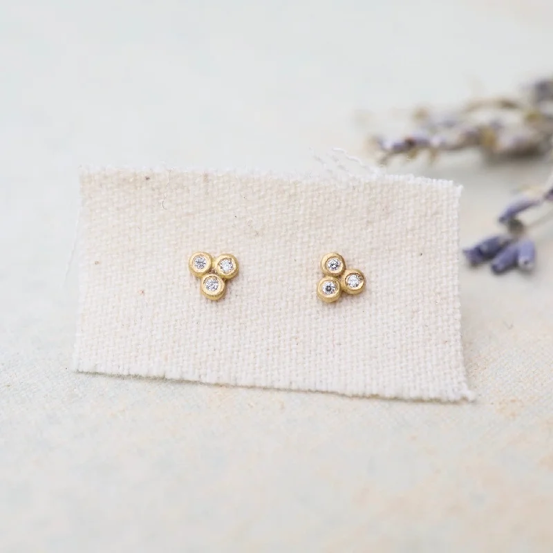 Trio Charm Diamond Stud Earrings