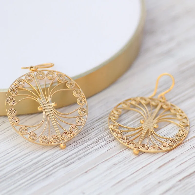 Large Open Filigree Circle Drop - Gold Plate