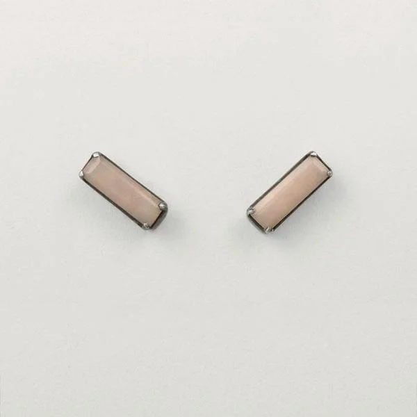 Pink Opal Faceted Baguette Stud Earring