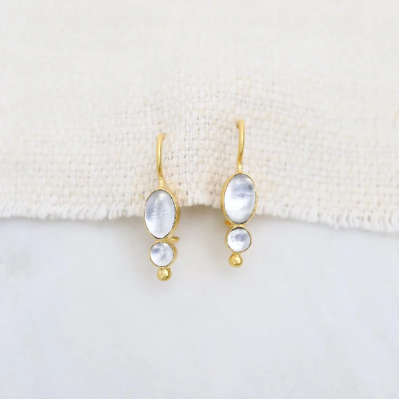 Shiny Clear Quartz Little Oval Drop Earrings