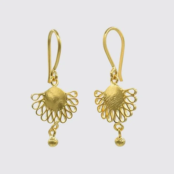 Gold Plated Tiny Filigree Drop Earrings