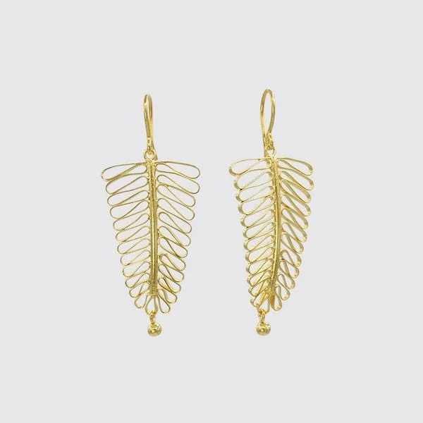 Gold Plated Small Filigree Leaf Drop Earrings