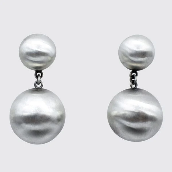 Sterling Silver Large Ball Drop Stud Earrings