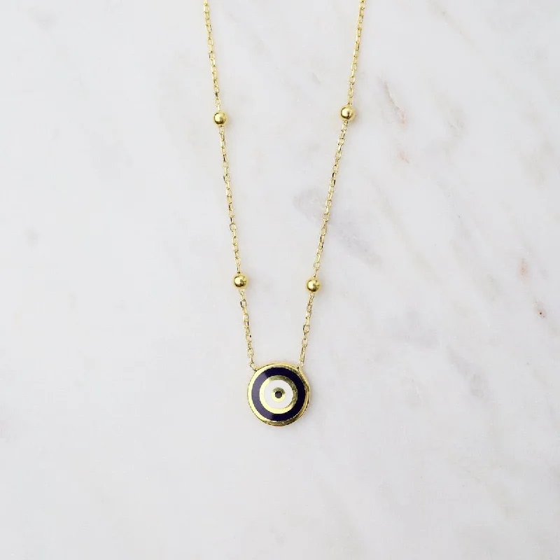 Evil Eye Pendant on Dotted Chain - Gold Plated