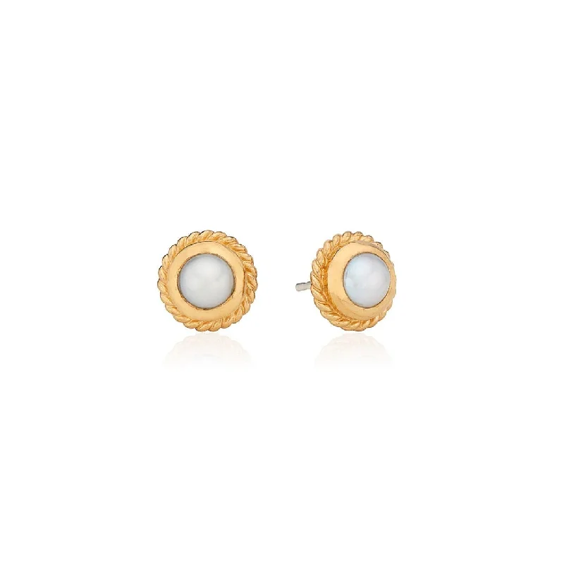 Twisted Rim Pearl Studs