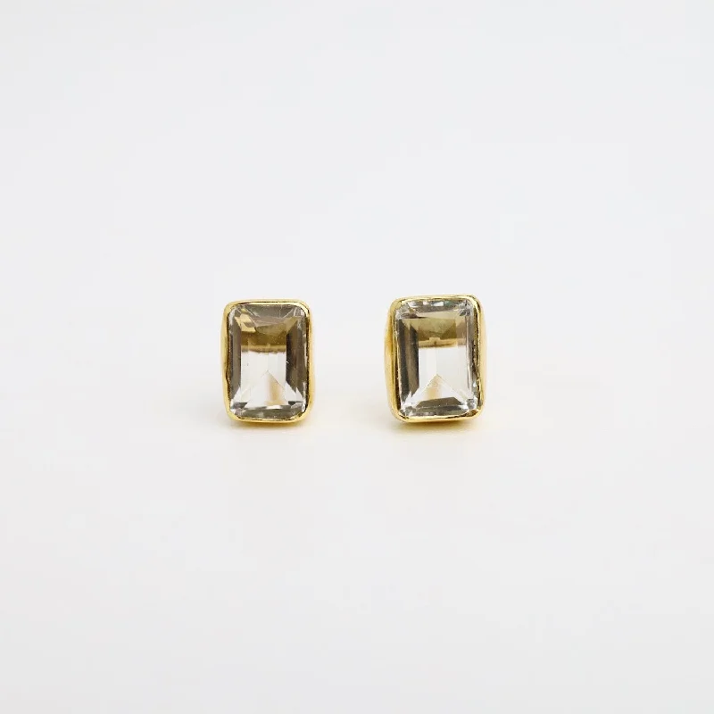 Green Amethyst Baguette Stud Earrings