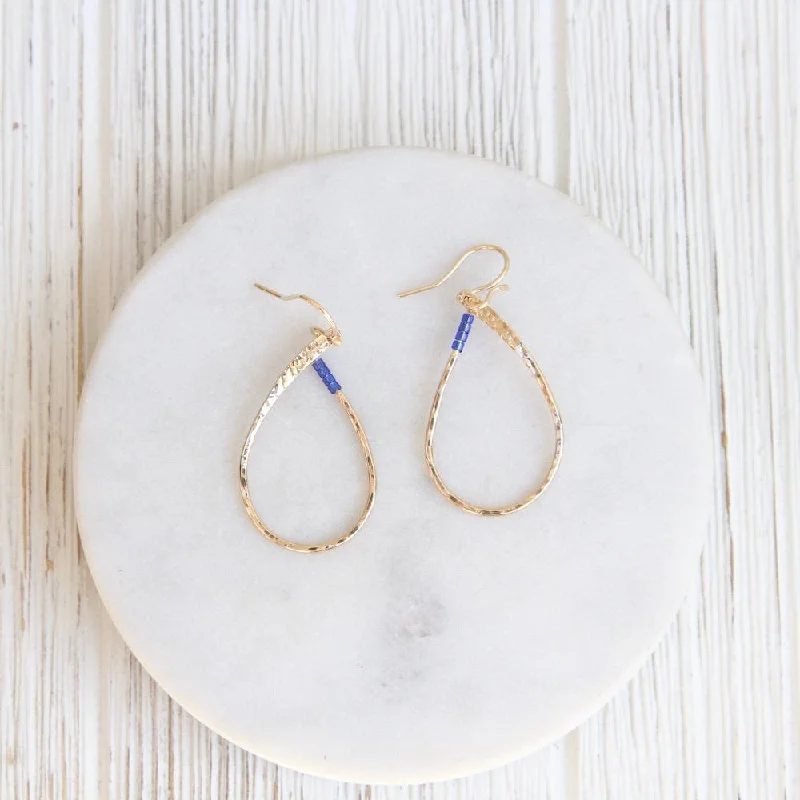 Gold Filled Teardrop With Blue Beads Earring