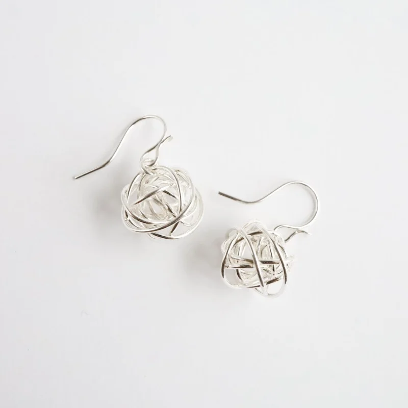 Scribble Wire Ball Drop Earring - Sterling Silver