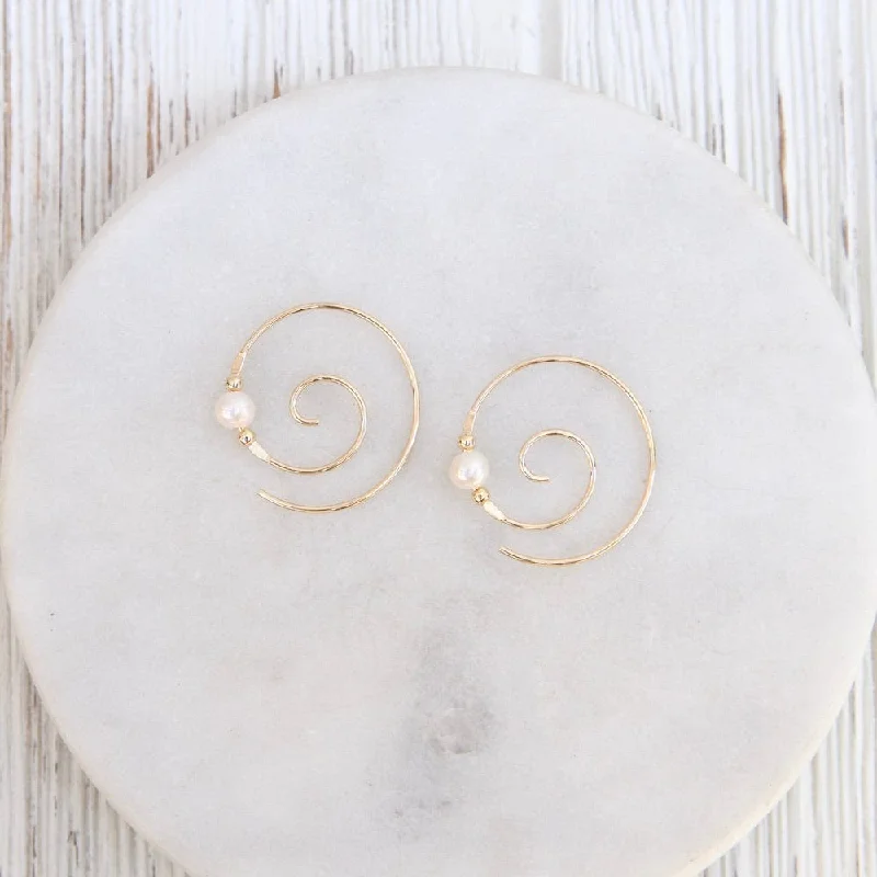 Gold Filled Coil with Pearls Earring