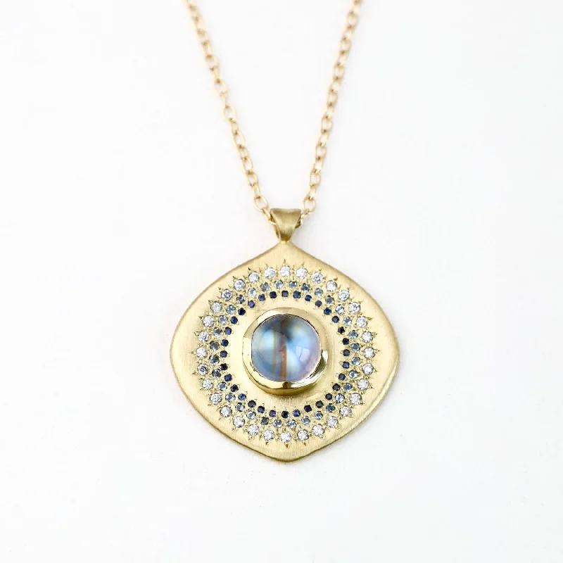 Multi-Halo Round Moonstone Pendant