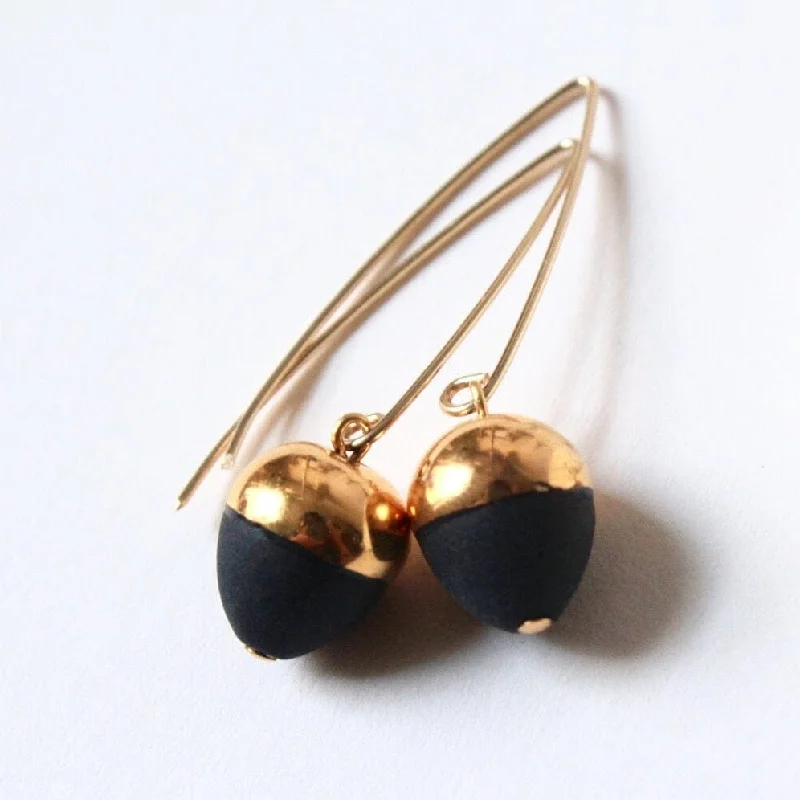 Black Gold Dipped Acorn Earring