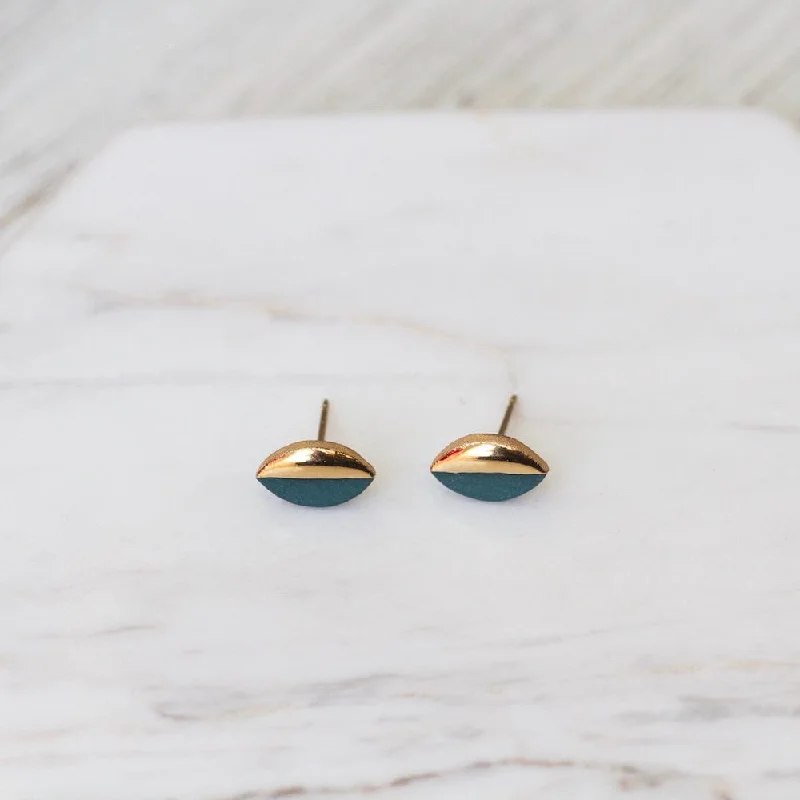 Teal Gold Dipped Marquise Studs