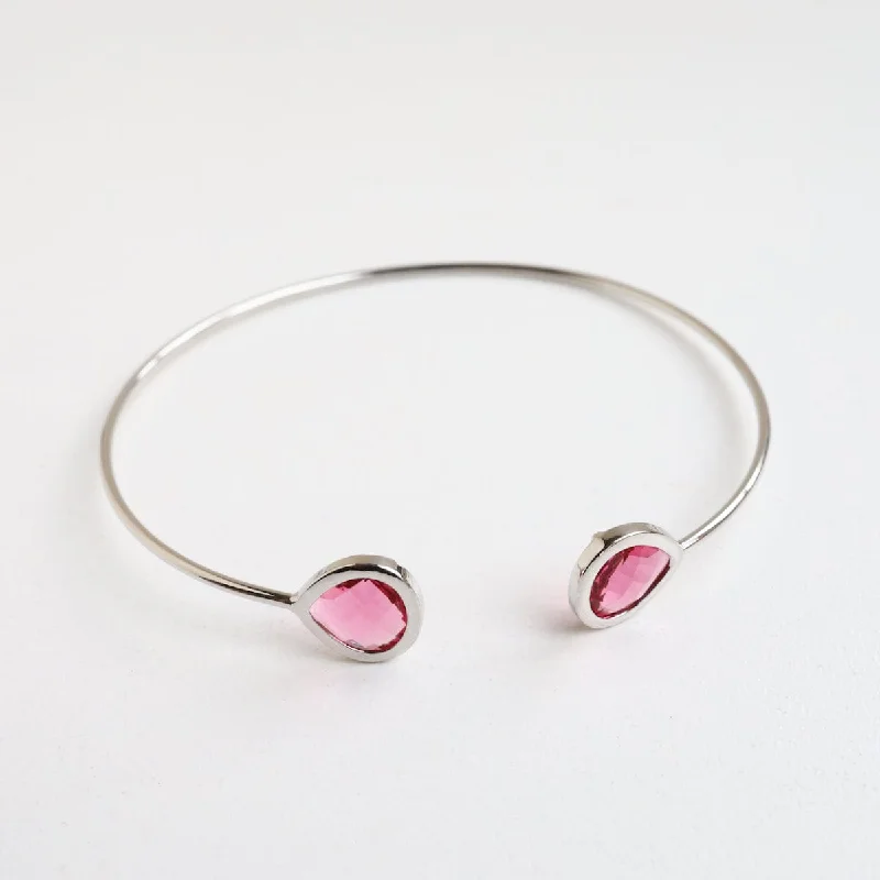 Sterling Silver Fuchsia Double Crystal Bracelet