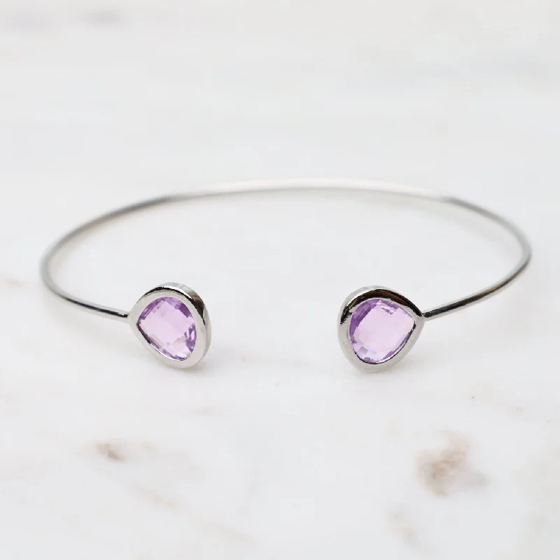 Sterling Silver Lavender Double Crystal Bracelet