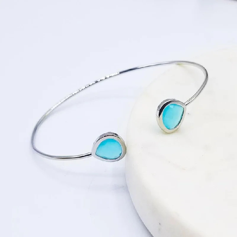 Sterling Silver Turquoise Double Crystal Bracelet