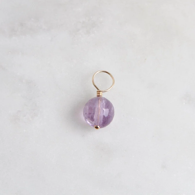 Purple Amethyst -  Faceted Rondelle Gemstone Charm