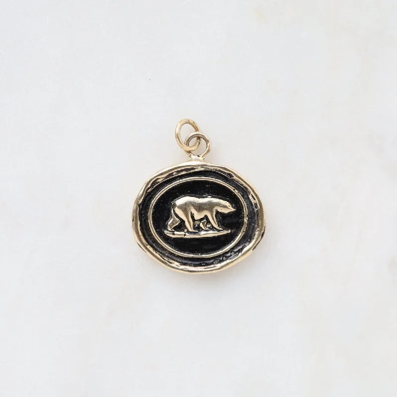 CHARM ONLY 14k Blackened Gold Mother Bear Talisman