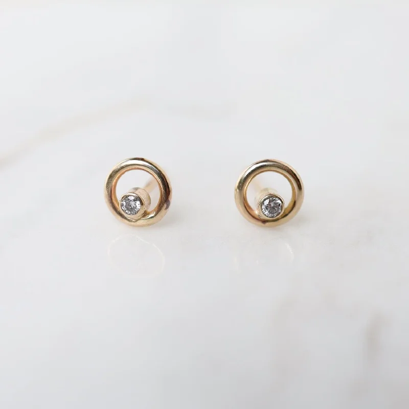 Helios Studs - 14k Gold & White Diamond