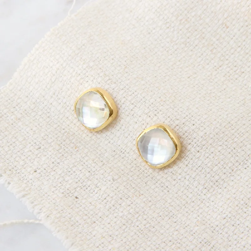 Asha Square Studs in Mother of Pearl