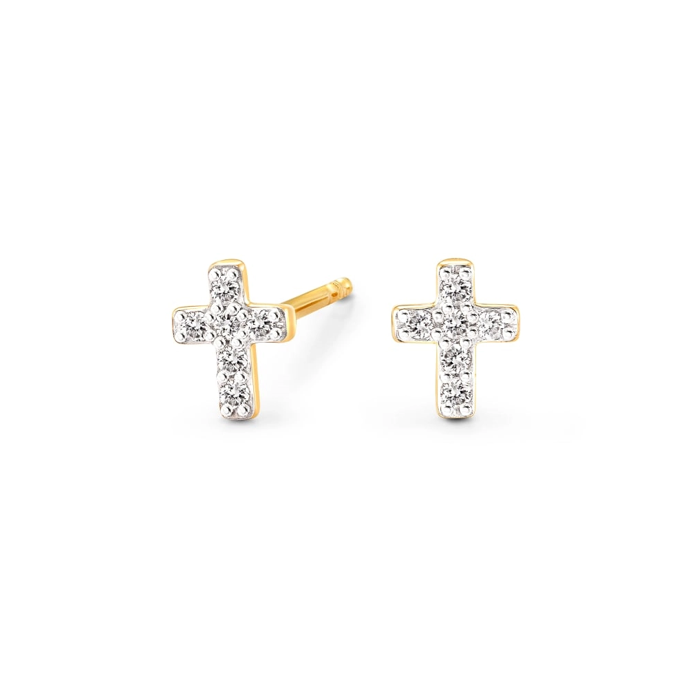 Kendra Scott 14K Yellow Gold Mini Diamond Cross Stud Earrings