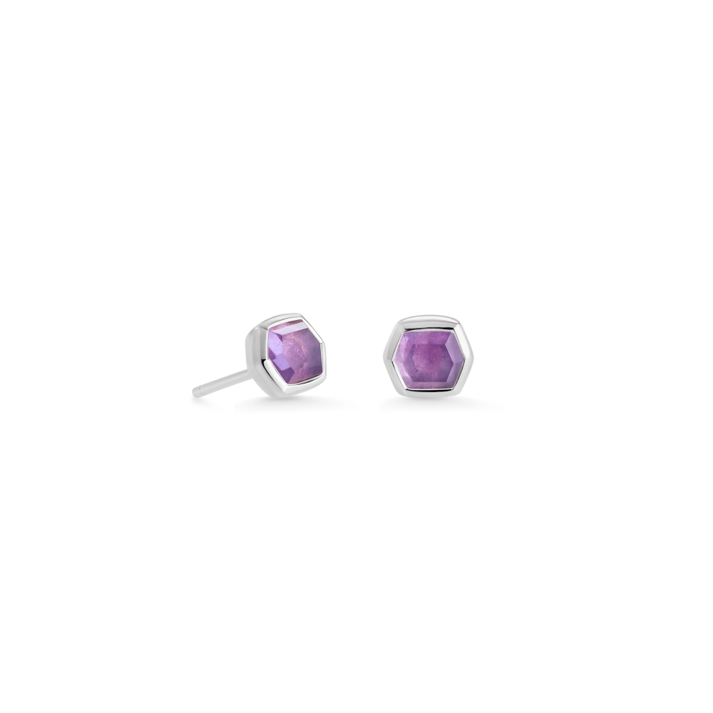 Kendra Scott Sterling Silver Davie Stud Earrings in Amethyst