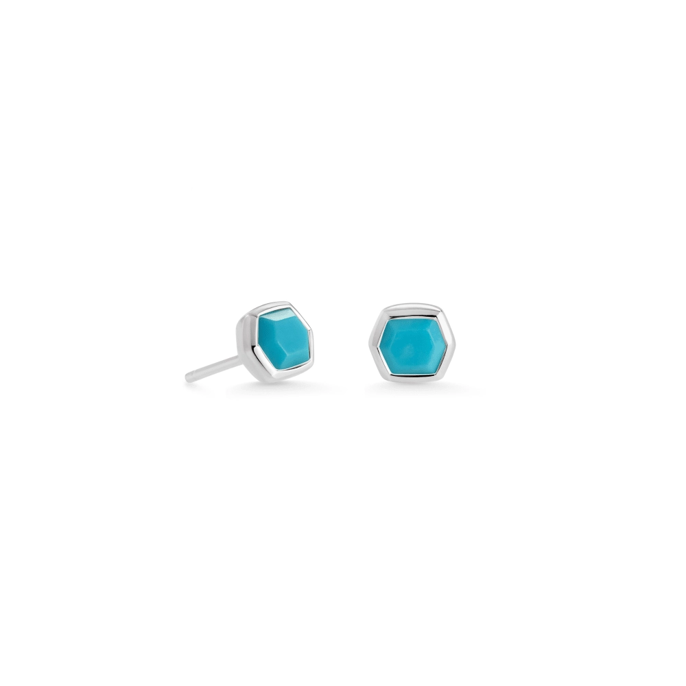 Kendra Scott Sterling Silver Davie Stud Earrings in Turquoise